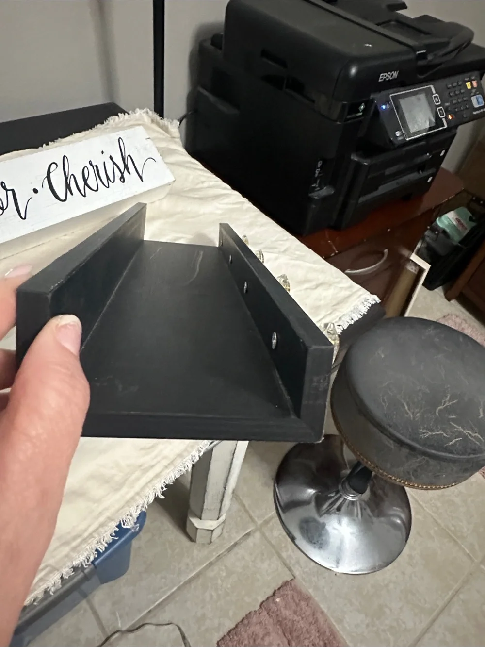2 pc set Love • Honor • Cherish sign and Shelf- Black and White NWT